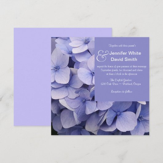 Mauve Hydrangea Einladung zur Hochzeit (Vorne/Hinten)