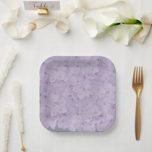Mauve Hydrangeen Papier Teller (Hochzeit)