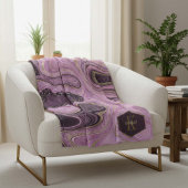 Mauve ID827 abstrakt Agate Monogram Fleecedecke