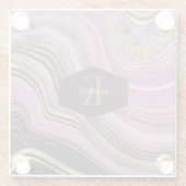 Mauve ID827 abstrakt Agate Monogram Glasuntersetzer (Rückseite)
