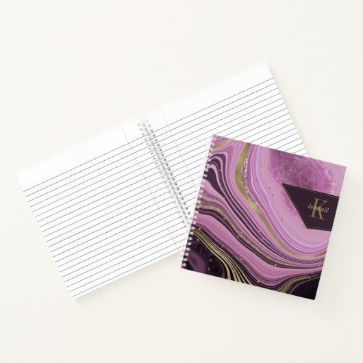 Mauve ID827 abstrakt Agate Monogram Notizblock (Innenseite)