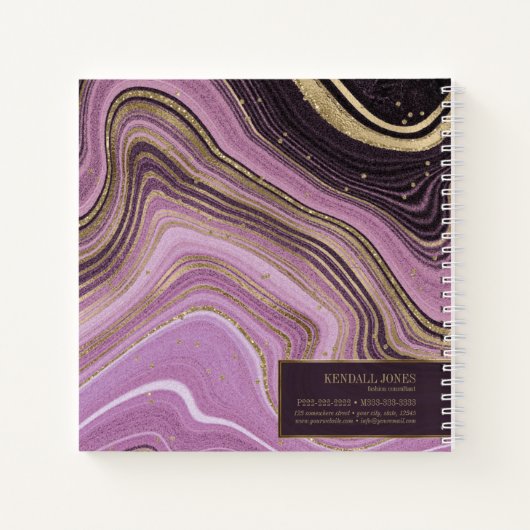 Mauve ID827 abstrakt Agate Monogram Notizblock (Rückseite)