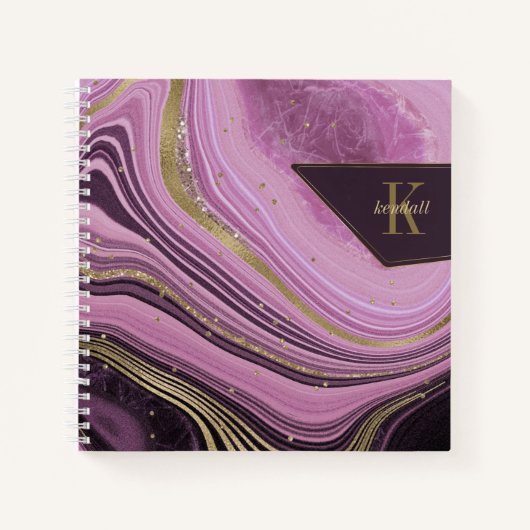 Mauve ID827 abstrakt Agate Monogram Notizblock (Vorderseite)