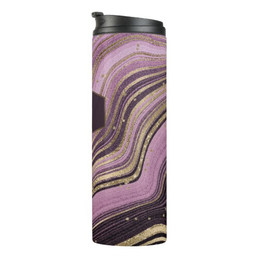 Mauve ID827 abstrakt Agate Monogram Thermosbecher (Nach rechts gedreht)