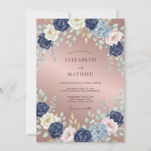 Mauve Indigo Blütenhochzeit Einladung