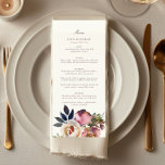 Mauve Indigo Watercolor Rose Wedding Menu Menükarte<br><div class="desc">Mauve Indigo Watercolor Rose Wedding Menu</div>