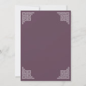 Mauve islamische Hochzeit an der geometrischen Gre Einladung (Rückseite)
