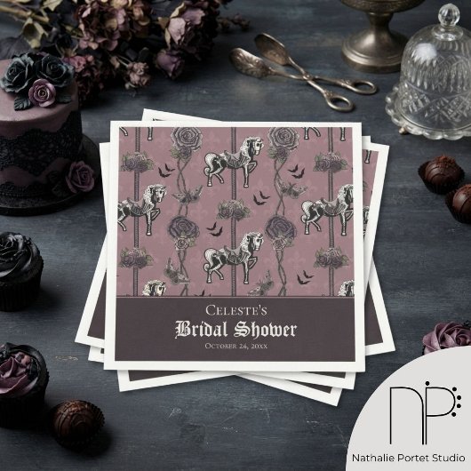 Mauve Karussell-Skelett-Pferdemuster Serviette