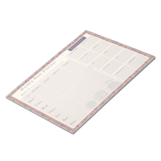 Mauve Kitty Cat Weekly Meal Planner Notizblock (angewinkelt)