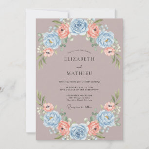 Mauve Kornblumen-Ranunculus-Eukalyptus-Hochzeit Einladung