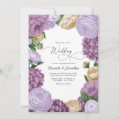 Mauve, Lavender Smoke & Champagne Floral Wedding Einladung (Vorderseite)