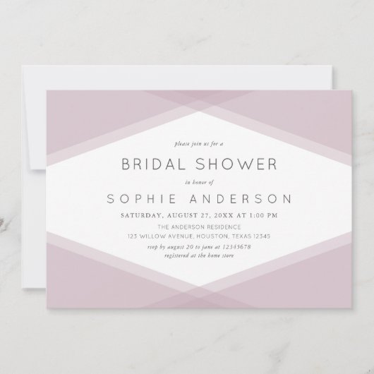 Mauve Layered Geometric Dark Lila Brautparty Einladung (Vorderseite)