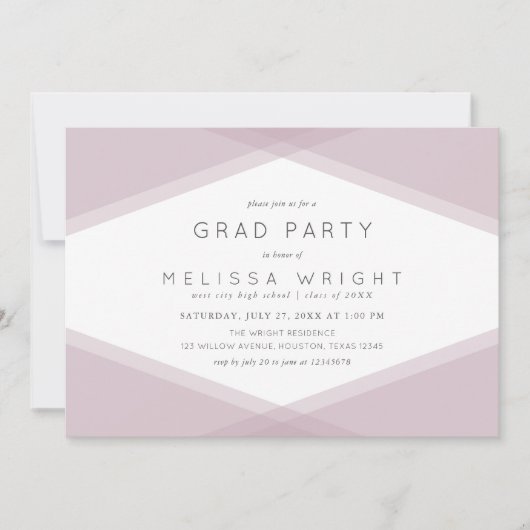 Mauve Layered Geometric & Dark Lila Grad Party Einladung (Vorderseite)