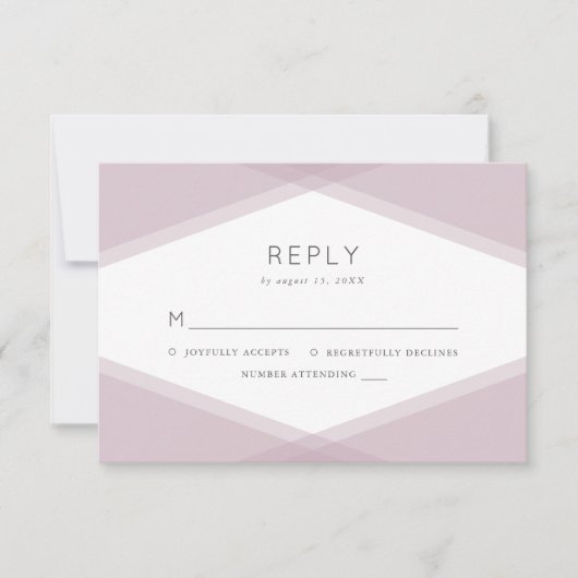 Mauve Layered Geometric & Dark Lila RSVP Karte (Vorderseite)