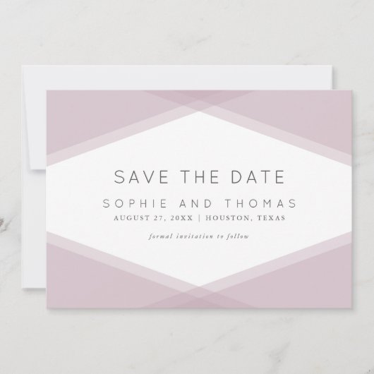 Mauve Layered Geometric Dark Lila Save the Date Einladung (Vorderseite)