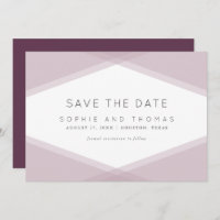 Mauve Layered Geometric Dark Lila Save the Date