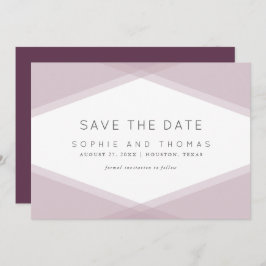 Mauve Layered Geometric Dark Lila Save the Date Einladung
