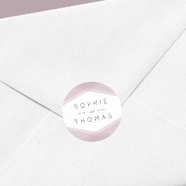 Mauve Layered Geometric Wedding Runder Aufkleber
