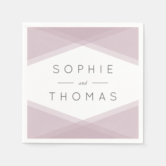 Mauve Layered Geometric Wedding Serviette (Vorderseite)