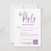Mauve lila abstrakte Kunst Hochzeit QR-Code RSVP Karte (Rückseite)