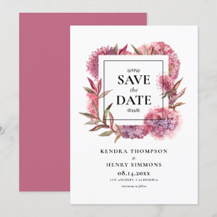 Mauve Lila Aquarell Hortensien Blumenrahmen Save The Date