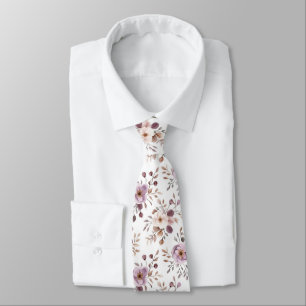 Mauve Lila Beige Floral Wedding Trauzeuge Krawatte