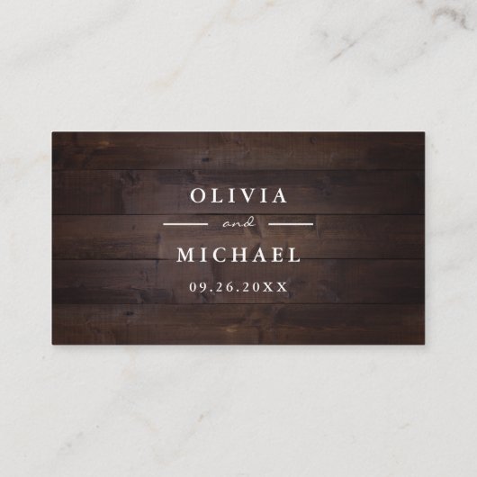 Mauve lila blumengeschmückte rustikale Holzverheir Platzkarte (Rückseite)