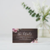 Mauve lila blumengeschmückte rustikale Holzverheir Platzkarte (Stehend Vorderseite)