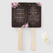 Mauve lila, blumengeschmücktes Hochzeitsprogramm Fächer (Vorne und Hinten)