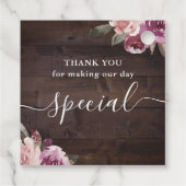 Mauve lila blumengeschmücktes Holz Danke für Ihre Geschenkanhänger (Rückseite)