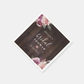 Mauve lila, blumengeschmücktes rustikales Brautpar Serviette (Ecke)