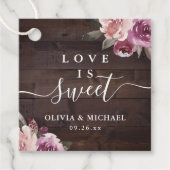 Mauve lila blumenreiche rustikale Liebe ist süß Geschenkanhänger (Vorderseite)