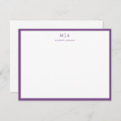 Mauve Lila Border Monogram Korrespondent Card Mitteilungskarte (Vorne/Hinten)