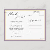 Mauve Lila Elegant Script Chic Wedding Vielen Dank Postkarte (Rückseite)