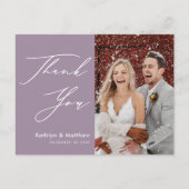 Mauve Lila Elegant Script Chic Wedding Vielen Dank Postkarte (Vorderseite)