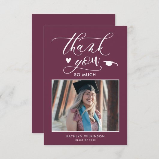 Mauve Lila Elegantes Skript Minimalistischer Absch Dankeskarte (Vorne/Hinten)