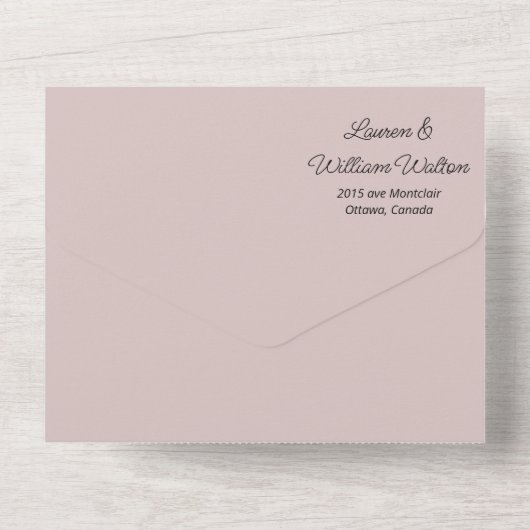 Mauve lila Errötung All In One Einladung (Rückseite)