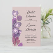 Mauve lila Errötung Brautparty Einladung (Stehend Vorderseite)