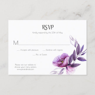 Mauve Lila Lavender Violet Floral UAWG RSVP Karte