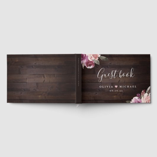 Mauve lila & maulbeerblumengeschmückte Hochzeit au Gästebuch (Voll)