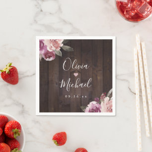 Mauve lila & maulbeerblumengeschmückte Hochzeit au Serviette