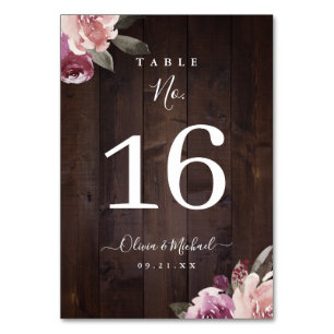 Mauve lila & maulbeerblumengeschmückte Hochzeit au Tischnummer