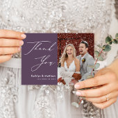Mauve Lila Modern Foto Wedding Vielen Dank Postkarte