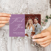 Mauve Lila Modern Minimalistisch Wedding Danke Postkarte