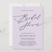 Mauve Lila Modern Script Einfaches Brautparty Einladung (Vorderseite)