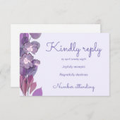 Mauve lila periwinkle floral RSVP karte (Vorne/Hinten)