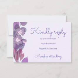 Mauve lila periwinkle floral RSVP karte