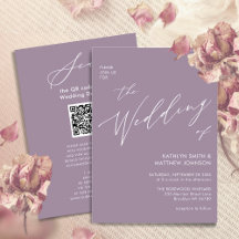 Mauve Lila QR-Code in einer modernen Hochzeit