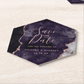 Mauve Lila Rose Gold Agate Marble Save the Date Untersetzer (angewinkelt)