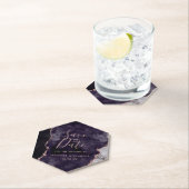 Mauve Lila Rose Gold Agate Marble Save the Date Untersetzer (Vor Ort)